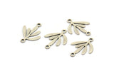 Silver Leaf Charm, 24 Antique Silver Plated Brass Leaf Charms With 2 Loops, Connectors (17x12x0.60mm) A3575 H1003