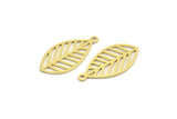 Brass Leaf Charm, 24 Raw Brass Leaf Charms With 1 Loop, Findings (24x12x0.60mm) A4446