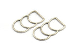 D Shape Connector, Antique Silver Plated Brass D Shape Connector, Rings (46x25x2mm) N0964 H1134