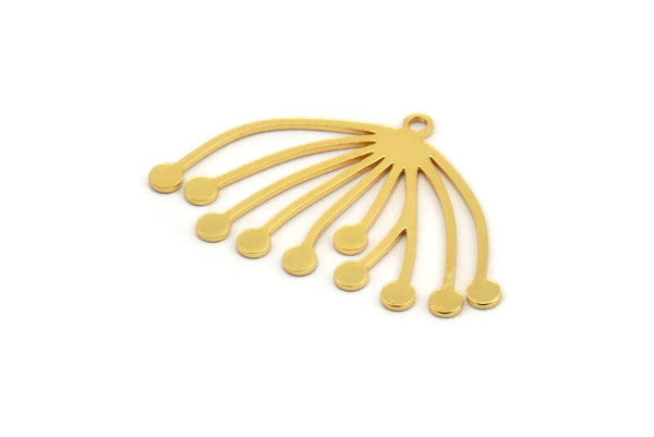 Gold Dandelion Charm, 6 Gold Plated Brass Taraxacum Charms With 1 Loop (33x20x0.60mm) A3161 H1004