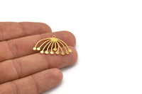 Gold Dandelion Charm, 6 Gold Plated Brass Taraxacum Charms With 1 Loop (33x20x0.60mm) A3161 H1004