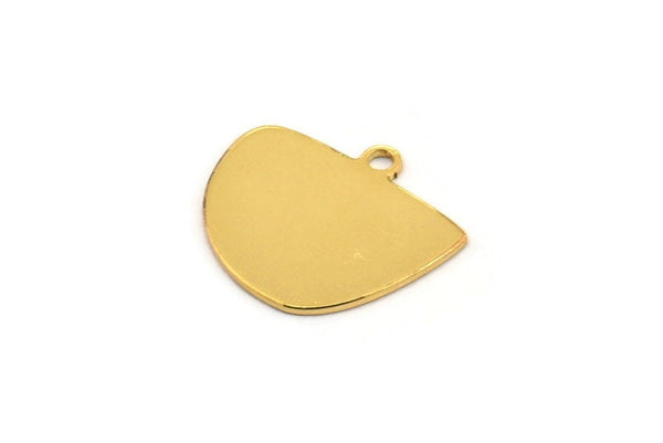 Semi Circle Charm, 6 Gold Plated Brass Irregular Shaped Semi Circle Charms With 1 Loop, Pendant Charms (14x16x0.60mm) A3154