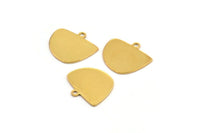 Semi Circle Charm, 6 Gold Plated Brass Irregular Shaped Semi Circle Charms With 1 Loop, Pendant Charms (14x16x0.60mm) A3154