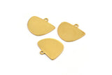 Semi Circle Charm, 6 Gold Plated Brass Irregular Shaped Semi Circle Charms With 1 Loop, Pendant Charms (14x16x0.60mm) A3154