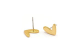 Gold Heart Earring, 8 Gold Plated Brass Heart Stud Earrings (11x8x1mm) M705 A2341