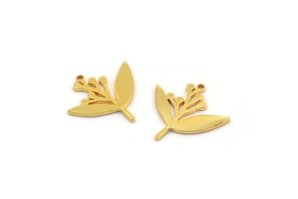 Gold Flower Charm, 8 Gold Plated Brass Lily Flower Charms With 1 Hole, Charm Pendants (19x18x1mm) A3076 H0132