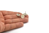 Silver Round Earring, 8 Antique Silver Plated Brass Round Earring Studs (12x0.80mm) M040 A1548 Q1047