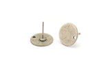 Silver Round Earring, 8 Antique Silver Plated Brass Round Earring Studs (12x0.80mm) M040 A1548 Q1047