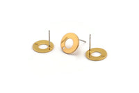 Gold Round Earring, 6 Gold Plated Brass Round Earring Studs (12x0.80mm) M366 A2015