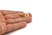 Gold Round Earring, 6 Gold Plated Brass Round Earring Studs (12x0.80mm) M366 A2015