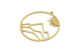 Brass Sun Charm, 6 Raw Brass Sun Charms With 1 Loop, Mountain Charms (37x35x1mm) A3050