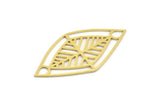 Brass Marquise Charm, 12 Raw Brass Marquise Charms With 2 Holes, Connectors (39x20.5x0.60mm) A4488