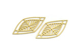 Brass Marquise Charm, 12 Raw Brass Marquise Charms With 2 Holes, Connectors (39x20.5x0.60mm) A4488
