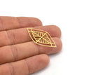 Brass Marquise Charm, 12 Raw Brass Marquise Charms With 2 Holes, Connectors (39x20.5x0.60mm) A4488