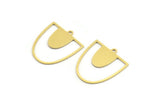 Brass D Shaped Charm, 12 Raw Brass D Shaped Charms With 1 Loop, Earrings, Findings (24x21x0.60mm) A4493