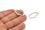 Silver Geometric Charm, 10 Antique Silver Plated Brass Pentagonal Charms Without Hole, Earrings, Findings (28x16x1mm) D0766