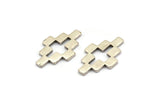 Silver Puzzle Blank, 10 Antique Silver Plated Brass Necklace Connectors, Earrings, Findings (12x20x1.2mm) D952