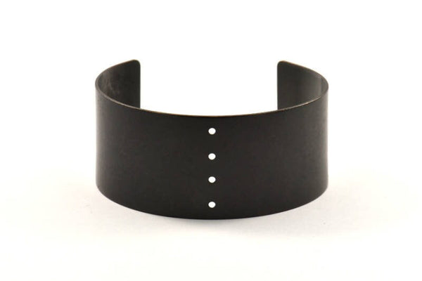 Gothic Black Cuff, 1 Oxidized Brass Black Large Cuff With 4 Holes (35x190x1mm) T112 BRC138
