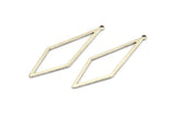 Silver Diamond Charm, 12 Antique Silver Plated Brass Rhombus Charms With 1 Loop, Earrings, Findings (42x14x0,60mm) D0773