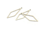 Silver Diamond Charm, 12 Antique Silver Plated Brass Rhombus Charms With 1 Loop, Earrings, Findings (42x14x0,60mm) D0773