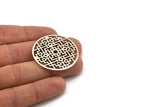 Silver Mandala Charm, Antique Silver Plated Brass Textured Mandala Charm, Earrings, Pendants, Findings (37mm) BS 2441