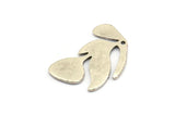 Silver Leaf Charm, 8 Antique Silver Plated Brass Leaf Charm Earrings With 1 Hole, Findings (21x13x0.80mm) D879