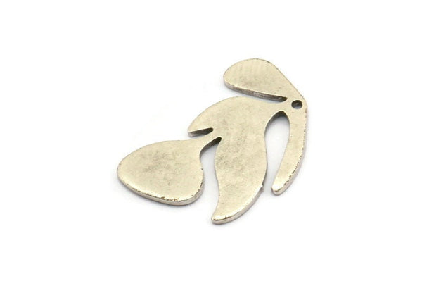 Silver Leaf Charm, 8 Antique Silver Plated Brass Leaf Charm Earrings With 1 Hole, Findings (21x13x0.80mm) D879