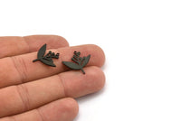 Black Flower Charm, 12 Oxidized Black Brass Lily Flower Charms With 1 Hole, Charm Pendants (19x18x1mm) A3076 H0132