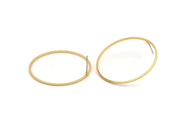 Gold Circle Earring, 4 Gold Plated Brass Circle Stud Earrings (35x1x1mm) Bs 1087 A1757