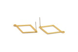 Gold Diamond Earring, 4 Gold Plated Brass Rhombus Stud Earrings With 1 Loop (29x17x0.60mm) D1227 A1406
