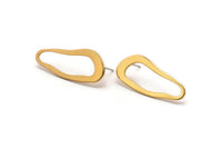 Gold Irregular Earring, 4 Gold Plated Brass Irregular Stud Earrings (32x13x1mm) D0723 A1488