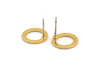 Gold Circle Earring, 4 Gold Plated Brass Circle Stud Earrings (12x0.90mm) D1583 A1384