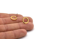 Gold Circle Earring, 4 Gold Plated Brass Circle Stud Earrings (12x0.90mm) D1583 A1384