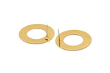 Gold Circle Earring, 4 Gold Plated Brass Circle Stud Earrings (25mm) D0179 A2194