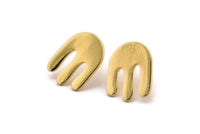 Gold Cactus Earring, 2 Gold Plated Brass Cactus Stud Earrings (19x15mm) N1437