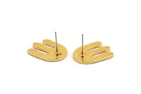 Gold Cactus Earring, 2 Gold Plated Brass Cactus Stud Earrings (19x15mm) N1437