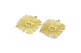 Brass Sun Charm, 8 Raw Brass Sun Charms With 1 Loop, Findings (26x24x0.60mm) A3877
