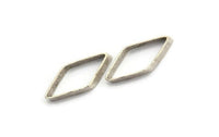 Silver Diamond Charm, 50 Antique Silver Plated Brass Wide Cut Open Diamond Ring Charms (9x17x0.35x2mm) D0221