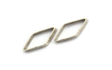 Silver Diamond Charm, 50 Antique Silver Plated Brass Wide Cut Open Diamond Ring Charms (9x17x0.35x2mm) D0221