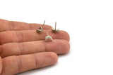 Silver Moon Earring, 6 Antique Silver Plated Brass Crescent Moon Stud Earrings (8x6x3mm) N1403