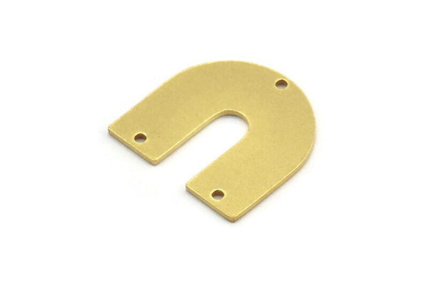 Brass Geometric Charm, 10 Raw Brass U Shaped Pendants With 3 Holes, Earrings, Findings (21.5x21x1mm) D977
