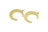 Brass Moon Pendant, 24 Raw Brass Moon Pendants With 1 Loop (20x17x1mm) D0567