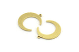 Brass Moon Pendant, 24 Raw Brass Moon Pendants With 1 Loop (20x17x1mm) D0567