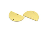 Semi Circle Charm, 12 Raw Brass Half Moon Blanks With 2 Hole, Earrings, Pendants (21x13x0.80mm) D0785