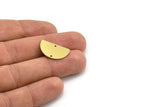 Semi Circle Charm, 12 Raw Brass Half Moon Blanks With 2 Hole, Earrings, Pendants (21x13x0.80mm) D0785