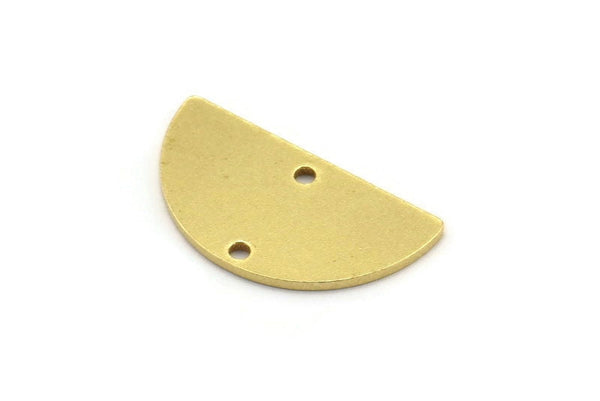 Semi Circle Charm, 12 Raw Brass Half Moon Blanks With 2 Holes, Findings, Pendants (22x12x1mm) D933