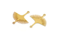 Gold Bird Charm, 8 Gold Plated Brass Stork Charms With 2 Loops, Brass Connectors (24x22x0.60mm) A3874