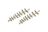 Silver Leaf Charm, 2 Antique Silver Plated Brass Leaf Charms With 1 Loop (62mm) N1367