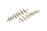 Silver Leaf Charm, 2 Antique Silver Plated Brass Leaf Charms With 1 Loop (62mm) N1367