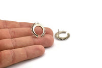 Silver Moon Earring, 2 Antique Silver Plated Brass Crescent Moon Stud Earrings (21x2.5mm) N1433